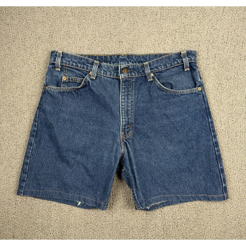 Vintage Levis Shorts Mens 36 Denim Jean Orange Tab 90s Relaxed Fit 506 Jorts USA